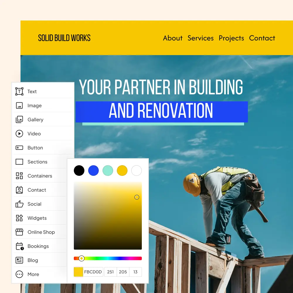 Click and drag to construct your website Click and drag to construct your website