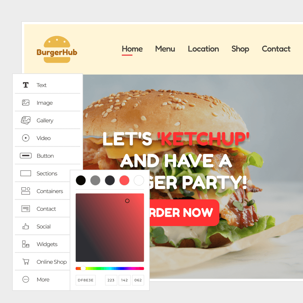 Website Builder simples para restaurantes